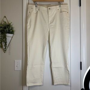 Talbots Ivory Straight Leg Crop Denim Jeans